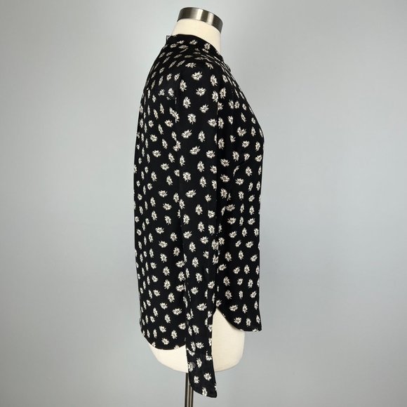 Isabel Marant Rusak Womens Silk Black Floral Long Sleeve Blouse size FR 34 XS - Picture 7 of 16